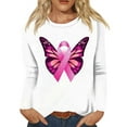 thumbnail image 2 of Lroveb Breast Cancer Awareness Shirts for Women T Reast Support Shirt Pink Ribbon Graphic Tees Beige, 2 of 5