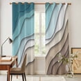 thumbnail image 4 of Teal Blue Ombre Cream Kitchen Curtains 96 Inch Length, Modern Geometric Brown Aesthetic Grommet Top Bedroom Living Room Curtains, Light Filtering Cafe Curtain Drapes 2 Panels Set 104''x96'', 4 of 9