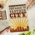 thumbnail image 5 of Lantern Press 1000 Piece Jigsaw Puzzle, Fort Worth, Texas, Skyline and Sunburst Screenprint Style, 5 of 5