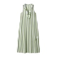 thumbnail image 6 of Eawtki Women's V Neck Sleeveless Maxi Dress Ruffle Trim Vertical Stripes With Pockets Loose Fit Casual Beach Dress, 6 of 6