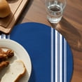 thumbnail image 3 of Blue Striped Round 15 Inch Placemats Set of 4, Farmhouse Blue White Stripes HeatResistant Non Slip Place Mats for Dining Table, Wipeable Braided Kitchen Table Mats for Housewarming, 3 of 9