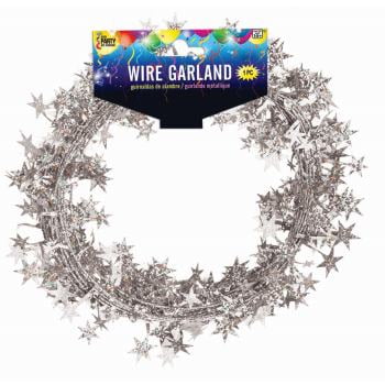 Star Wire Garland - 25ft - Silver Hologram 1 per pack - Party Supplies - Decorations - 1 pack