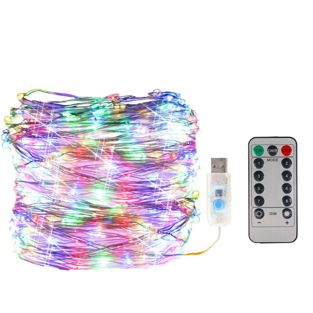 50/100/200LED USB Remote 8 Modes Waterproof Copper Wire String Xmas Fairy Light 