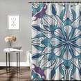 thumbnail image 2 of Jeuxus Bathroom Shower Curtain Set with Hooks Teal Mandala Retro Floral Home Decor Decorative Summer Farmhouse Decor Multiple Sizes White, 2 of 7