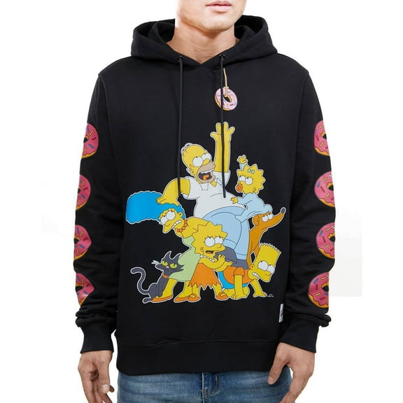 The Simpsons Donut Love Affair Hoodie, Black, XX-Large
