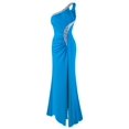thumbnail image 4 of Angel-fashions Women's Elegant Sky Blue Evening Dress One Shoulder Beading Decor Pleated Waist Split Long Party Gown Medium, 4 of 6