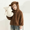thumbnail image 5 of CYRBOKO Boys Fleece Jackets, Super Soft Full Zip Fall/Winter Hooded Outerwear with Pockets Brown Size 4-5 T, 5 of 6