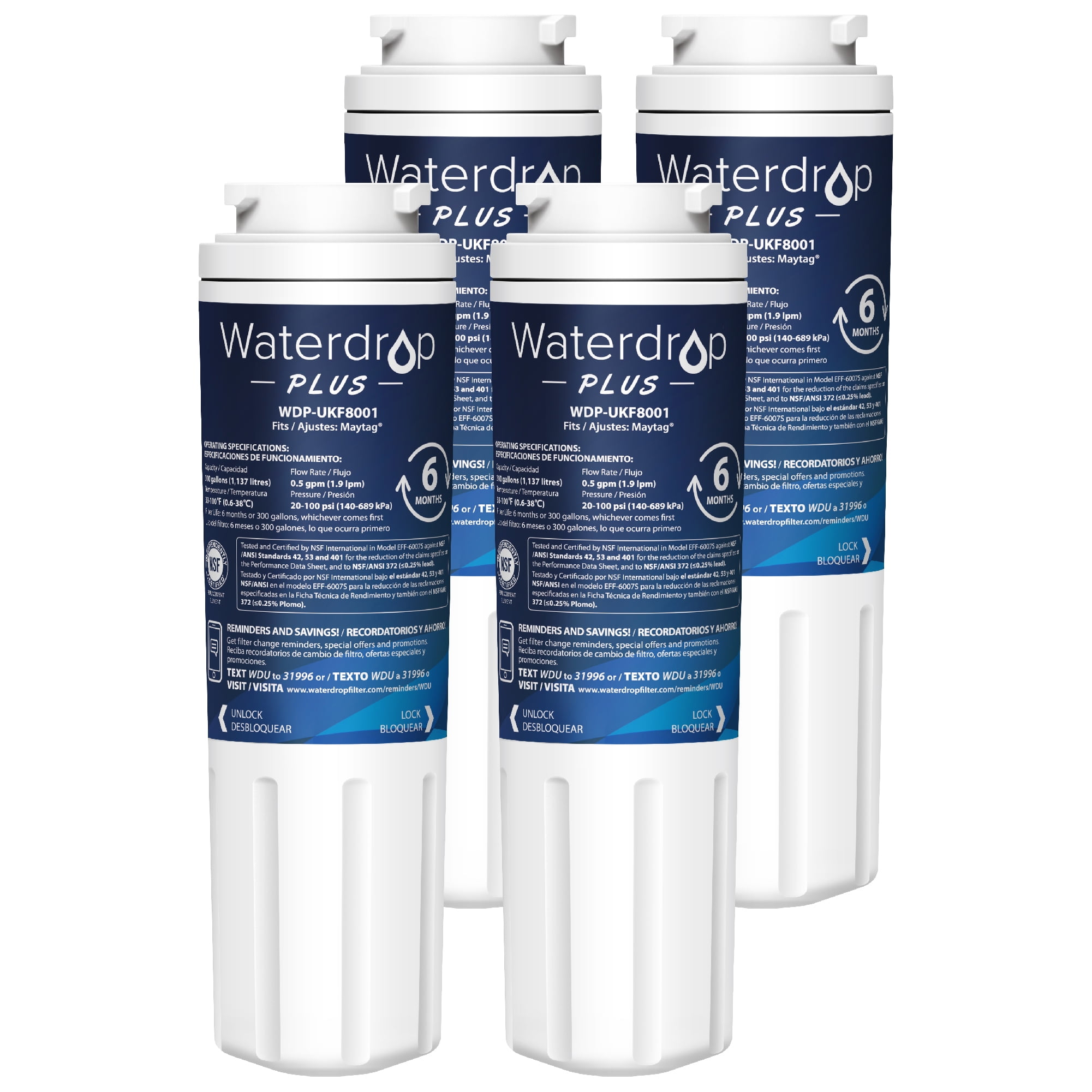 Waterdrop Plus UKF8001 NSF 401, 53&42 Certified Refrigerator Water