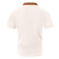 thumbnail image 6 of ShomPort Men's Deep V Neck Short Sleeve T-shirt With Drawstring Splicing Color Stand-up Collar Tops, 6 of 8