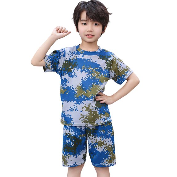 Tiijoy Toddler Boys Camo Outfits Casual Sports Short Sleeve T-Shirt Shorts Set, Sizes 2-3