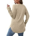 thumbnail image 5 of tarylea Tops for Women Trendy V Neck Split Hem Pullover Solid Color Long Sleeve Shirts Casual Loose Fall Basic Dailywear Tops, 5 of 8