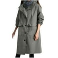 thumbnail image 2 of ClodeEU Women's Long Waterproof Rain Hooded Coats With Pockets,Casual Trendy Windbreaker Dark Gray,Womens Plus M, 2 of 6