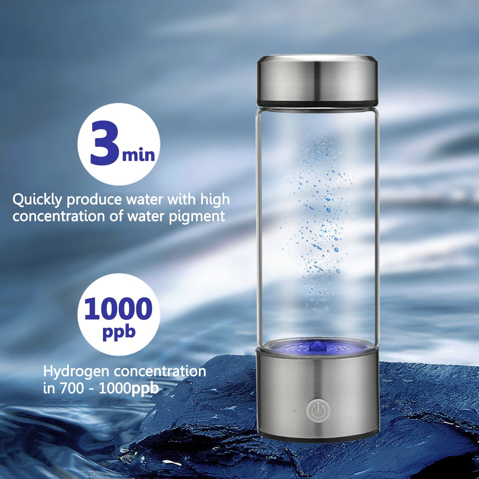 Blasgw Portable Hydrogen Water Generator With SPE And Pem Technology Rechargeable Portable Glass Hydrogen Water Generator Bottle A