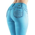 thumbnail image 2 of Fashion2Love Women's Juniors Butt Lift Push Up Mid Waist Ripped Distressed Skinny Jeans, 2 of 9