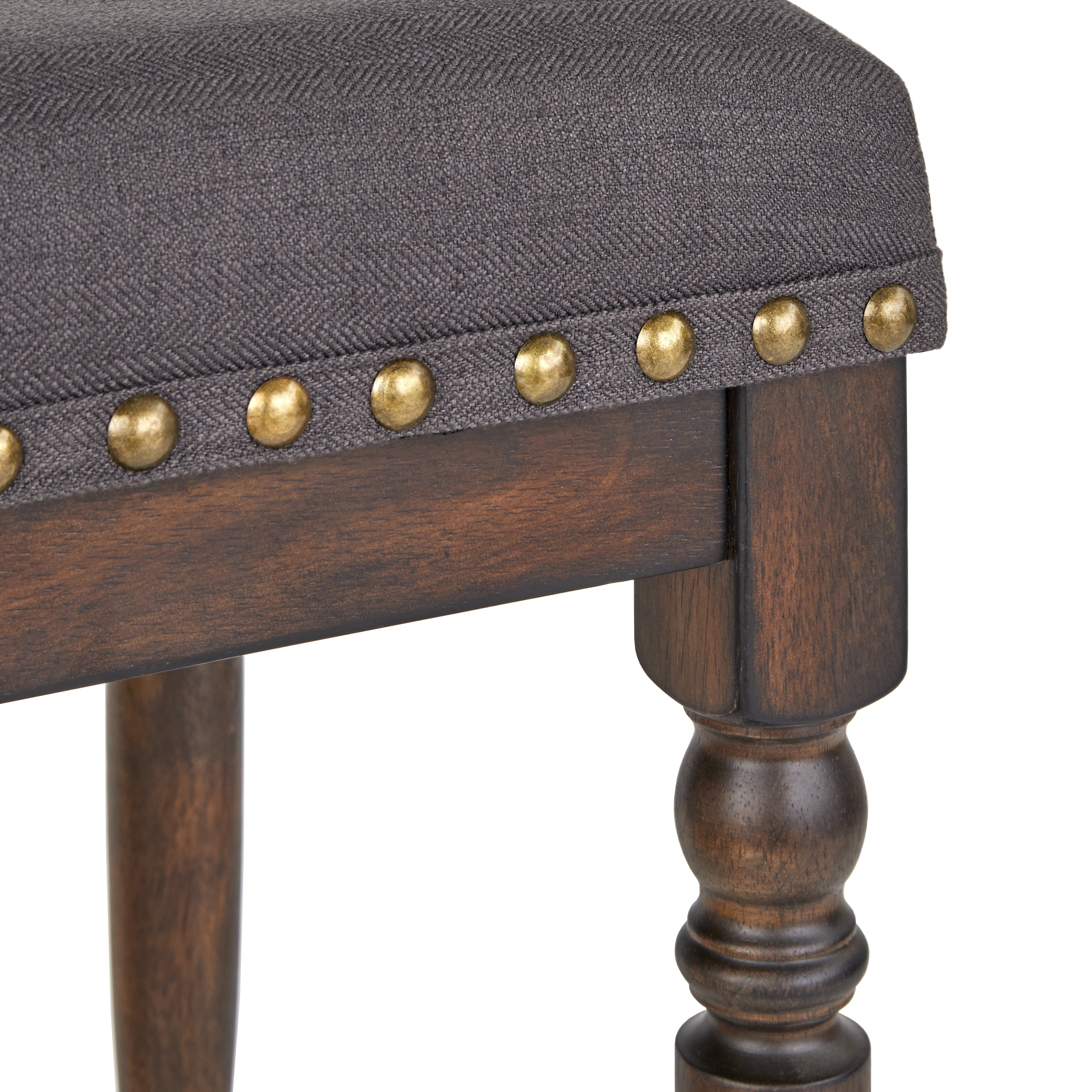 TMS Grafton 30” Turned Leg Stool (Set of 2), Rustic Brown and Charcoal Gray