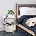 thumbnail image 2 of Round Side End Tables with Storage Bag for Living Room Bedroom, Industial Small Side Accent Bedside Table Metal, White, 2 of 9