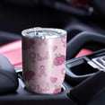 thumbnail image 4 of 30oz Pink Breast Cancer and Pioneer Flower Tumblers Stainless Steel Tumbler with Lid and Straw,Vacuum Insulated Double Wall Travel Tumbler Cups Mug with Cleaning Brush for Coffee,Tea, 4 of 7