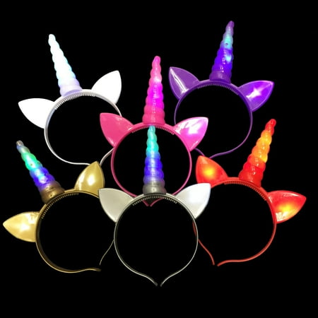 Toner Depot Unicorn Headbands with Lights Up, 6 Pack