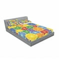thumbnail image 3 of Ambesonne Abstract Fitted Sheet & Pillow Sham Set, Tropic Orange Fruit, Twin, Yellow Blue Green, 3 of 3