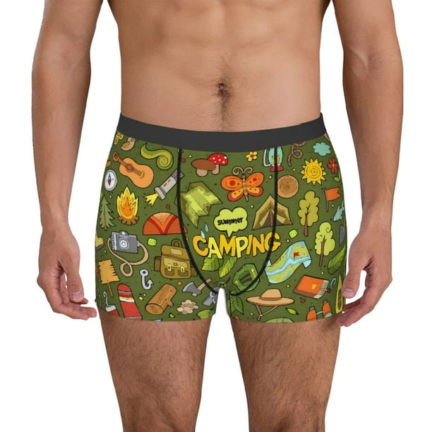 Balery Camping 1 Calzoncillos bóxer para hombre, ropa interior de algodón suave y transpirable con cinturilla de nailon-Medium