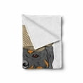 thumbnail image 2 of Rottweiler Soft Flannel Fleece Blanket, Funny Gentleman Hipster Dog in a Brown Cap with a Tie and a Cigarette Portrait, Cozy Plush for Indoor and Outdoor Use, 50" x 70", Multicolor, by Ambesonne, 2 of 6