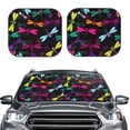 thumbnail image 2 of Honeii Colorful Dragonflies Print Foldable Car Sun Shade for Windshield, 2-Piece UV Protection Shade, Protects Car Interior, Ideal for Cars, Trucks, SUVs-Large, 2 of 6
