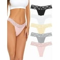thumbnail image 3 of voenxe Seamless Lace Thongs for Women No Show Thong Underwear,Soft Comfort Panty,Tanga,5-Pack,XS-XXL, 3 of 6