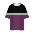 thumbnail image 4 of ZyeKqe Plus Size Tops for Women 1/2 Length Sleeve Crew Neck T Shirts Oversized Color Block Casual Tops, 4 of 5