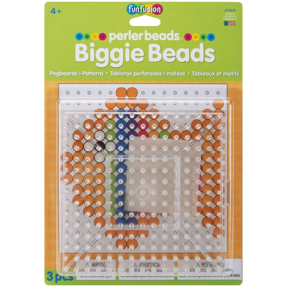 Perler Beads Clear Large Square Biggie Bead Pegboard 2 Pack Walmart