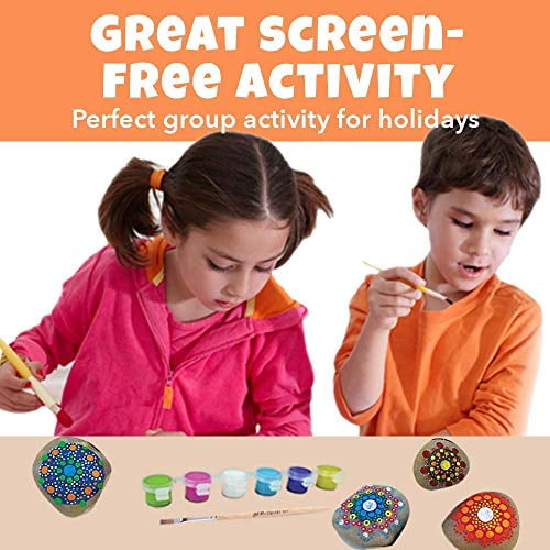 Grahmart amav toys mandala rock painting kit - all supplies included -  non-toxic acrylic paint- hide your diy rock painting & surprise y