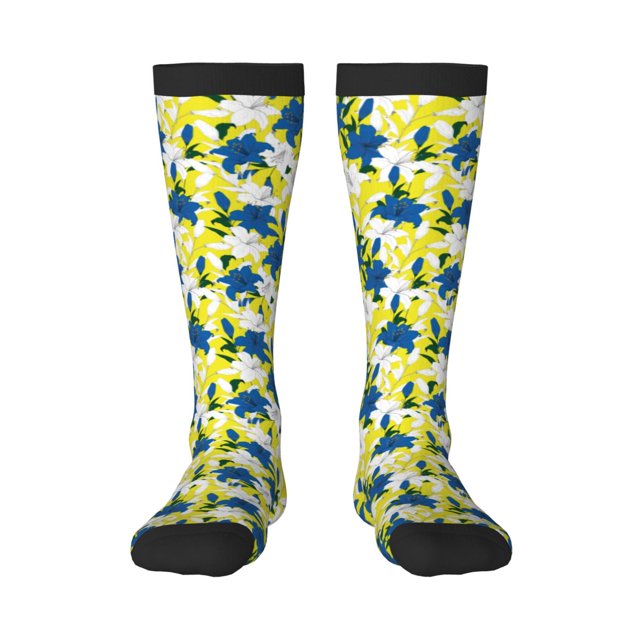 Fotbe Lilies Flowers Calcetas Divertidas Estampadas para Hombre y Mujer, Calcetas de Algodón hasta la Rodilla para Caminar, Correr, Enfermería y Embarazo