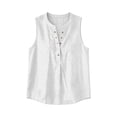 thumbnail image 4 of oqasdz Womens Tank Tops Sleeveless Button Crewneck Solid Color Shirt Comfort Loose Fit Blouse Lightweight Daily Wear Versatile Summer Outdoor,White,3XL, 4 of 4