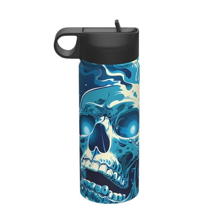 

Tideii Abstract Blue Skull for 18OZ Insulated Space Bottle Stainless Steel Water Cup with Straw Suitable for Outdoor Sports Unisex
