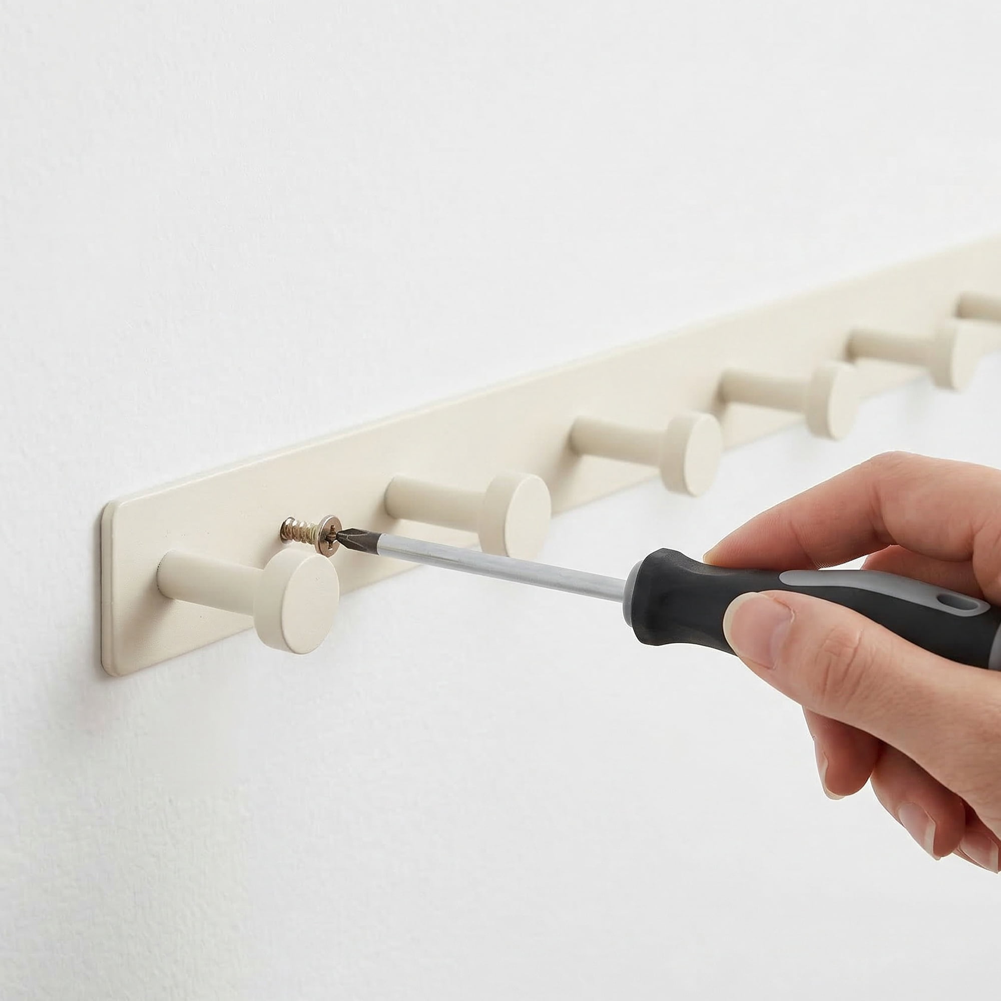 Unique Bargains Coat Rack Wall Mount Aluminum Hook Hat Rack for Entryway White 19.3"x1.2"