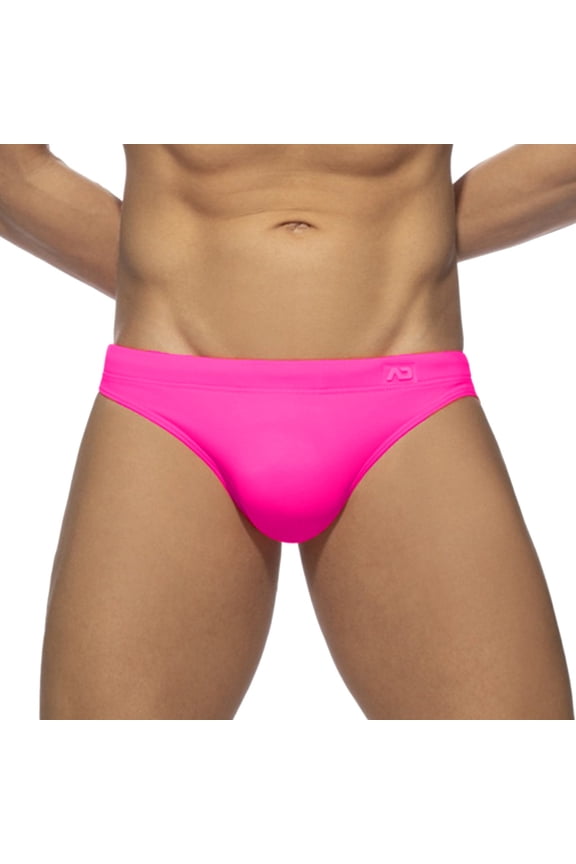 Men's Sexy Color Block Swim Briefs Hot Body Bikini Swimwear with Adjustable Drawstring Speedo Mens Swim Brief(Pink,XXL)
