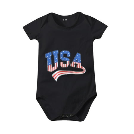 

Kids 4 Of July Love Print Short Sleeve Independence Day Rompers Jumpsuit Clothes Toddler Cute Daily Play