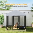 thumbnail image 4 of PawHut Outdoor Dog Kennel with Roof, 5.9' x 5.9' x 6' Heavy Duty Welded Wire Dog Playpen Fence with Rotating & 4-Level Adjustable Feeding Bowls, 4 of 10