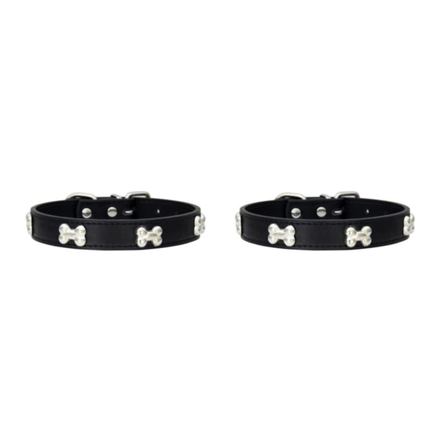 Youkk Stylish PU Cat Collar With Adjustable Buckles And Durable Multiple Sizes Available Dogs Collars black 2.5*50cm 2Set