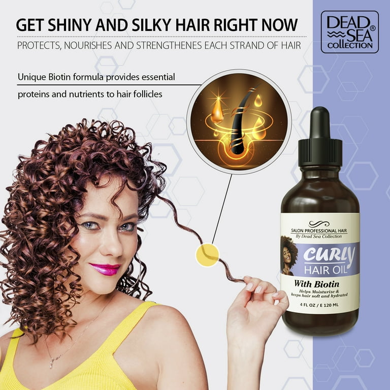 Dead Sea Collection Essential Hair Oil Treatment For Curly Hair With Biotin Nourishing Hair Growth Oil for Split Ends Provide Hair Growth And