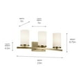 thumbnail image 2 of KICHLER Crosby 23 in. 3-Light Natural Brass Contemporary Bathroom Vanity Light with Satin Etched Opal Glass, 2 of 4