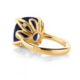 thumbnail image 2 of Gem Stone King 18K Yellow Gold Plated Silver Blue Created Sapphire and White Created Sapphire Engagement Ring for Women (14.12 Cttw, 14MM Cushion, Size 5), 2 of 3