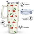 thumbnail image 3 of 40oz Red Cherry Fruit Pattern Stainless Steel Flip Straw Tumbler Spill Proof Travel Cup Double Wall Vacuum Insulated Coffee Mug with Top Handle, 3 of 6