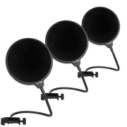 Dragonpad USA 6" Round Gooseneck Microphone Studio Pop Filter with Clamp - Black, 3 Pack