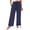 Navy, variant on Arlun Summer Beach Linen Pants Women Lightweight Breathable Solid Color Leisure Trousers with Leg Split Tie Design Ladies Loose Comfort Front Pleated Holiday Bottoms White XL