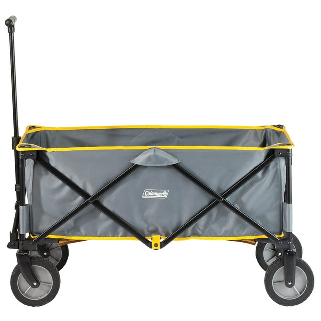 Coleman Camping Wagon, Heavy-Duty Collapsible Folding Wagon with Carry Bag, Grey with Yellow Accents