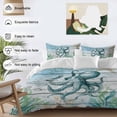 thumbnail image 3 of 3 Piece Coastal Octopus Duvet Cover Set Twin Size,Microfiber Comforter/Quilt Cover with Corner Ties and 2 Pillowcases,Nautical Starfish Seaweed Coral Wooden All Season Bedding with Zipper Closure, 3 of 8