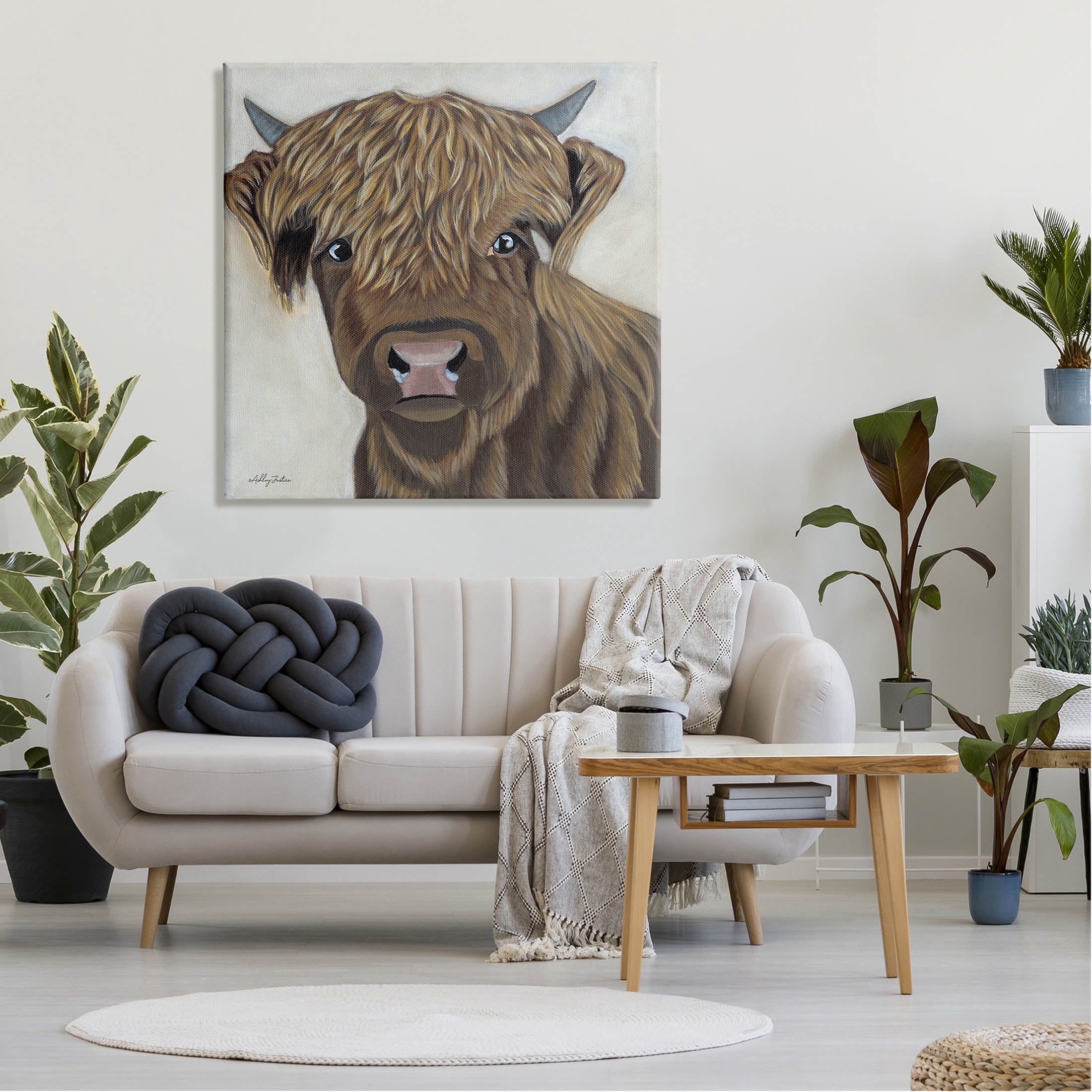 Stupell Industries Brown Cattle Farm Animal Portrait Painting Gallery Wrapped Canvas Print Wall Art, Design by Ashley Justice