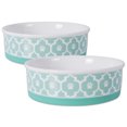 thumbnail image 1 of DII Pet Bowl Lattice Aqua Large 7.5dx2.4h (Juego de 2) Design Imports CAMZ37244, 1 of 2