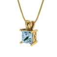 thumbnail image 2 of 1 ct princess cut blue Crystal 14k yellow hypoallergenic Solid gold Designer Everyday Affordable Dainty Necklace Pendant + 16" hypoallergenic Solid gold chain, 2 of 7