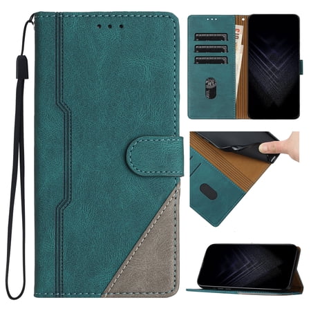 Wallet Case for iPhone 14 Pro, PU Leather Flip Case Card Slots Holder, Anti-falling Anti-fingerprint Classic Kickstand Book Folding Folio Cover with Wrist Strap for iPhone 14 Pro, Green